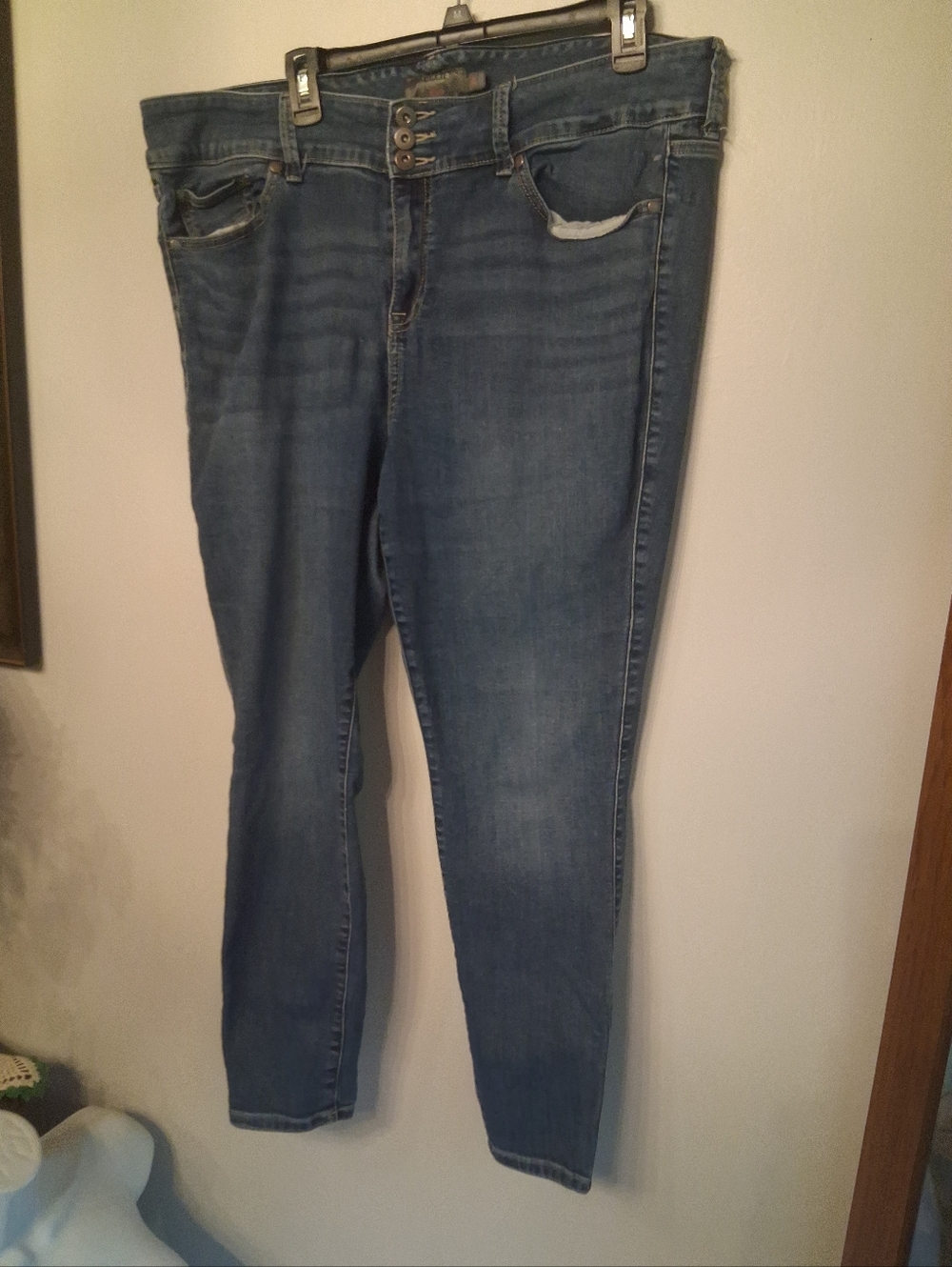 Women's Blue Mid-Rise Stretch Jeggings Super Stretchy